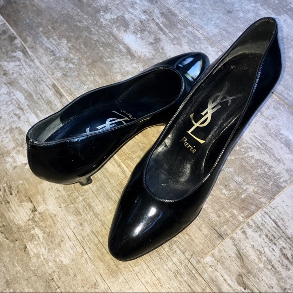 Yves Saint Laurent Black Patent Leather Heels 8M - Picture 7 of 8